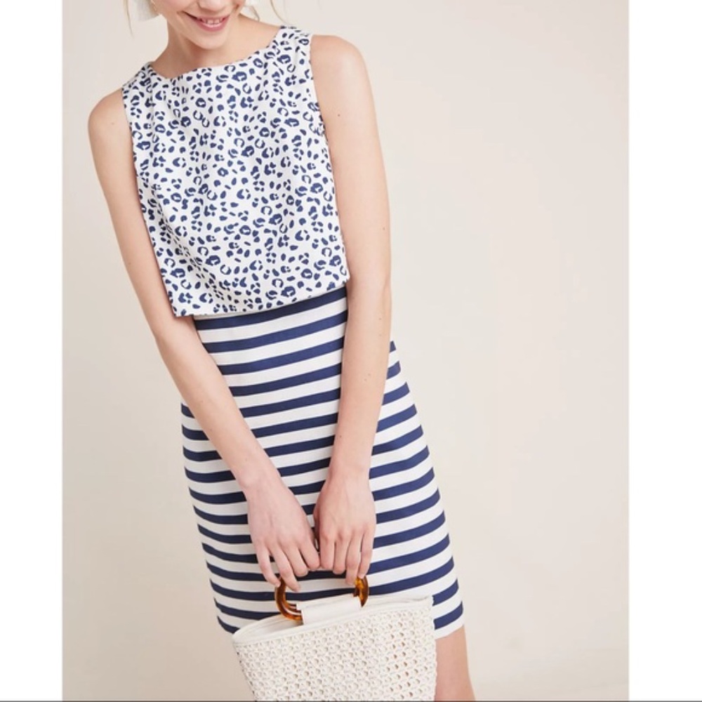 Anthropologie - Corey Lynn Calter Dress Size 6 navy blue leopard print